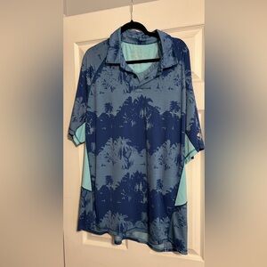 Tommy Bahama Golf Polo Shirt Men's Island Active Blue Palms Stretch Beach